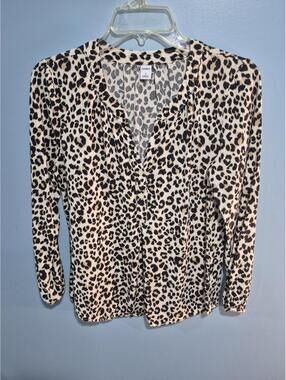 Old Navy Women's Leopard Print Long Sleeve Blouse Size S